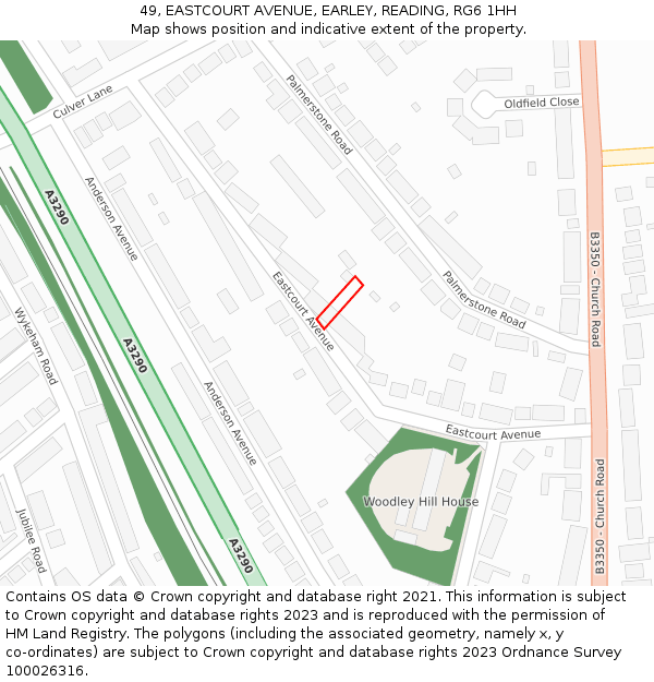 49, EASTCOURT AVENUE, EARLEY, READING, RG6 1HH: Location map and indicative extent of plot