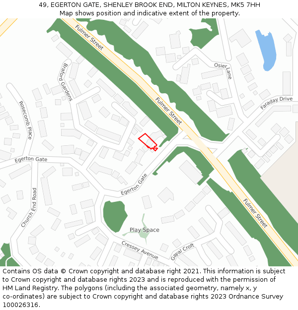49, EGERTON GATE, SHENLEY BROOK END, MILTON KEYNES, MK5 7HH: Location map and indicative extent of plot