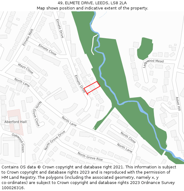 49, ELMETE DRIVE, LEEDS, LS8 2LA: Location map and indicative extent of plot