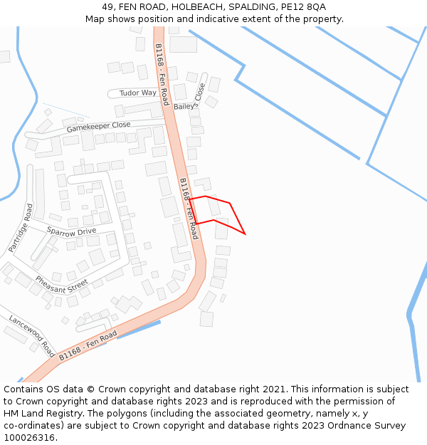 49, FEN ROAD, HOLBEACH, SPALDING, PE12 8QA: Location map and indicative extent of plot