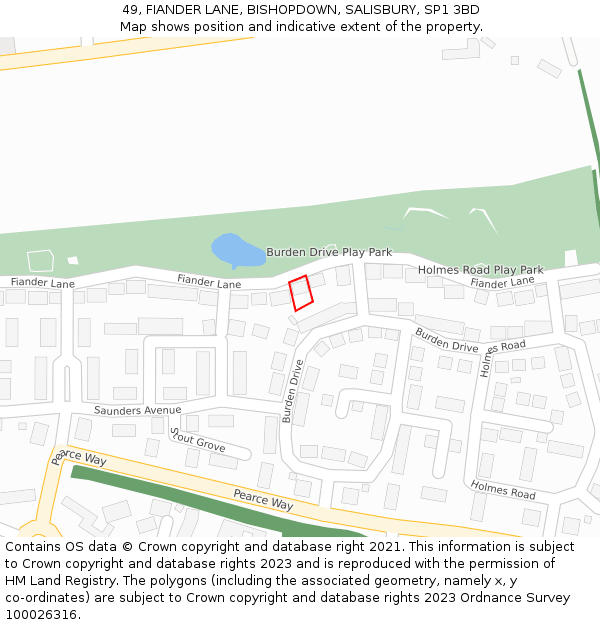 49, FIANDER LANE, BISHOPDOWN, SALISBURY, SP1 3BD: Location map and indicative extent of plot