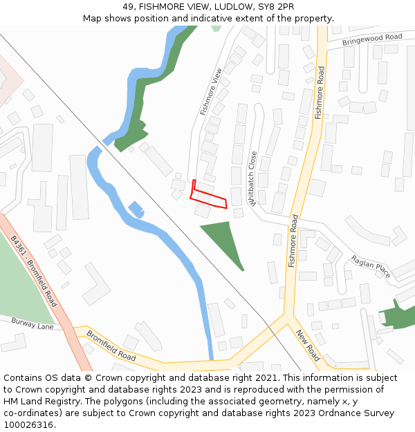 49, FISHMORE VIEW, LUDLOW, SY8 2PR: Location map and indicative extent of plot
