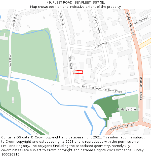 49, FLEET ROAD, BENFLEET, SS7 5JL: Location map and indicative extent of plot