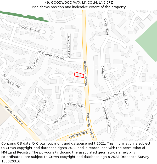 49, GOODWOOD WAY, LINCOLN, LN6 0FZ: Location map and indicative extent of plot