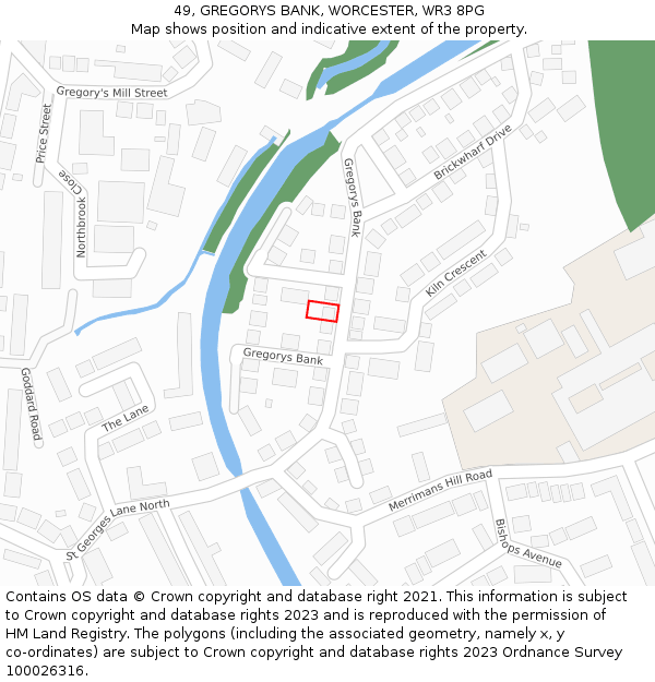 49, GREGORYS BANK, WORCESTER, WR3 8PG: Location map and indicative extent of plot