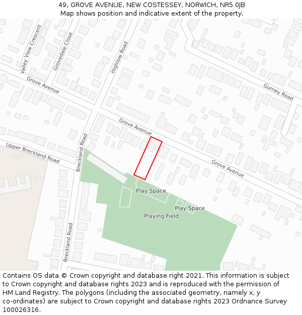 49, GROVE AVENUE, NEW COSTESSEY, NORWICH, NR5 0JB: Location map and indicative extent of plot