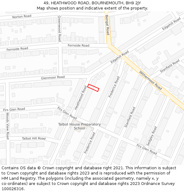 49, HEATHWOOD ROAD, BOURNEMOUTH, BH9 2JY: Location map and indicative extent of plot