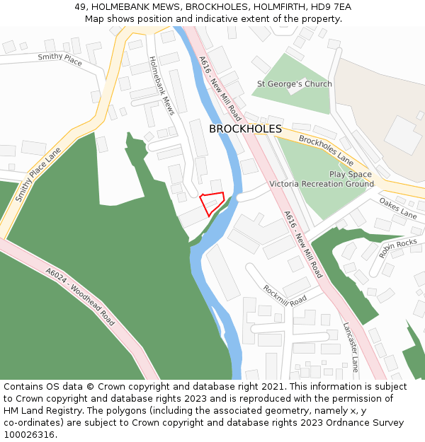 49, HOLMEBANK MEWS, BROCKHOLES, HOLMFIRTH, HD9 7EA: Location map and indicative extent of plot
