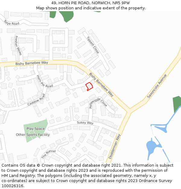 49, HORN PIE ROAD, NORWICH, NR5 9PW: Location map and indicative extent of plot