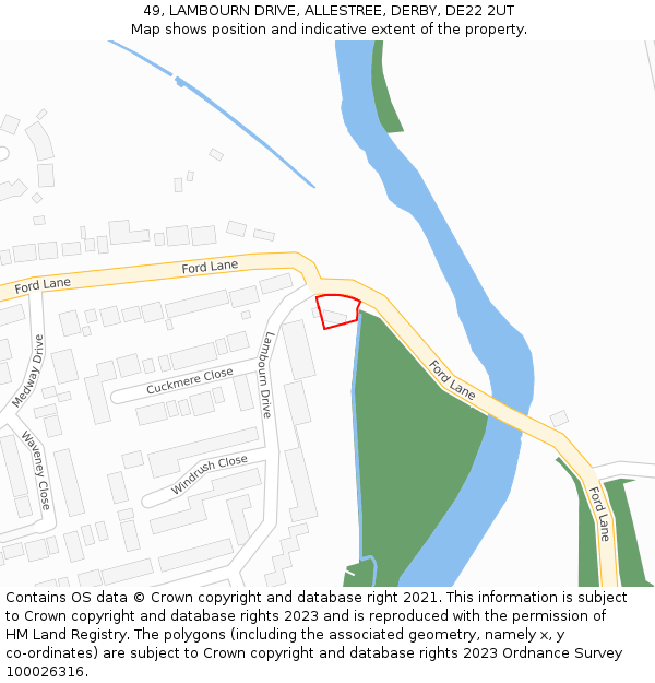 49, LAMBOURN DRIVE, ALLESTREE, DERBY, DE22 2UT: Location map and indicative extent of plot