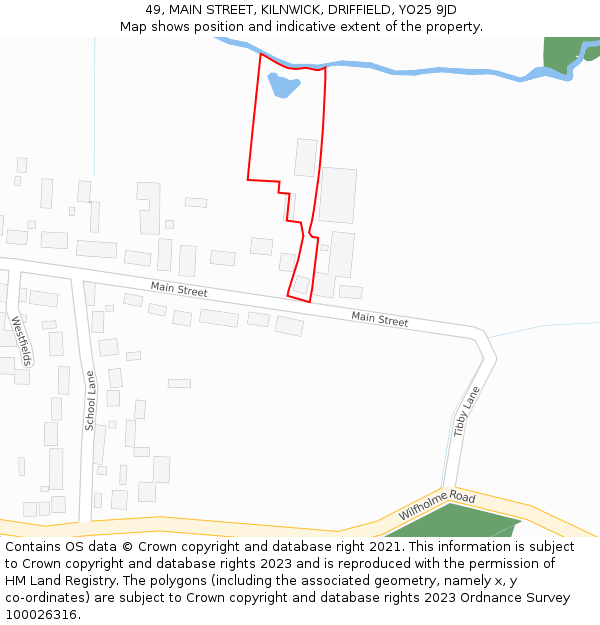 49, MAIN STREET, KILNWICK, DRIFFIELD, YO25 9JD: Location map and indicative extent of plot