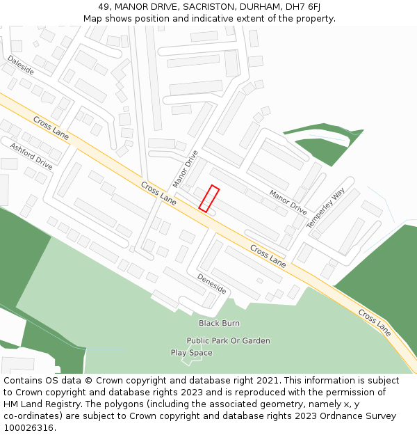 49, MANOR DRIVE, SACRISTON, DURHAM, DH7 6FJ: Location map and indicative extent of plot
