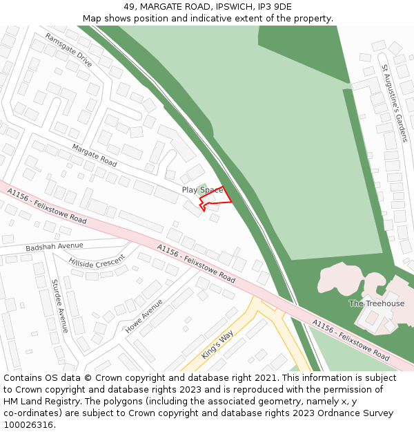 49, MARGATE ROAD, IPSWICH, IP3 9DE: Location map and indicative extent of plot