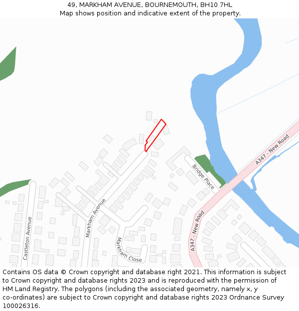 49, MARKHAM AVENUE, BOURNEMOUTH, BH10 7HL: Location map and indicative extent of plot
