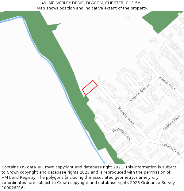 49, MELVERLEY DRIVE, BLACON, CHESTER, CH1 5AH: Location map and indicative extent of plot