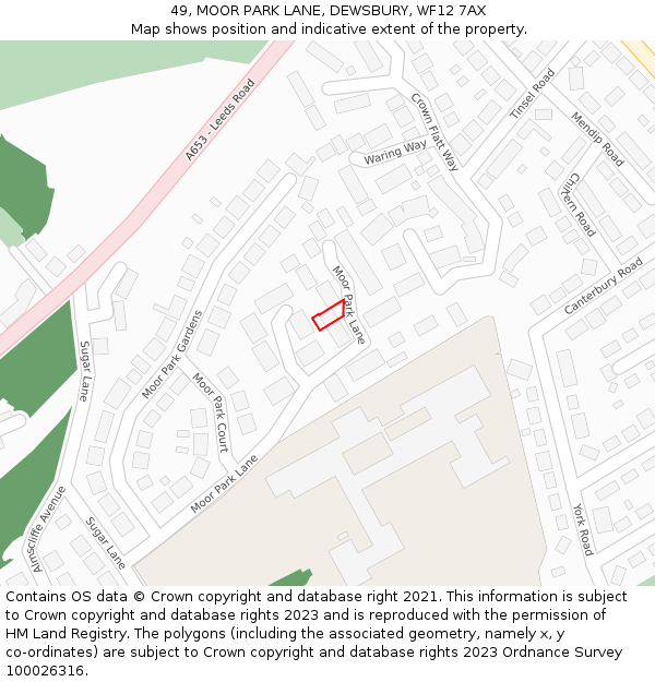 49, MOOR PARK LANE, DEWSBURY, WF12 7AX: Location map and indicative extent of plot