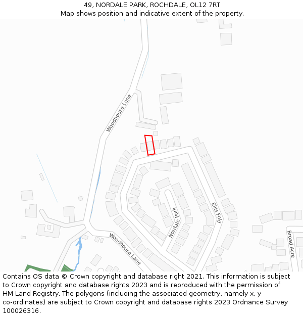 49, NORDALE PARK, ROCHDALE, OL12 7RT: Location map and indicative extent of plot
