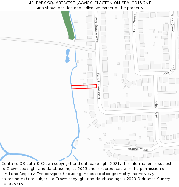 49, PARK SQUARE WEST, JAYWICK, CLACTON-ON-SEA, CO15 2NT: Location map and indicative extent of plot