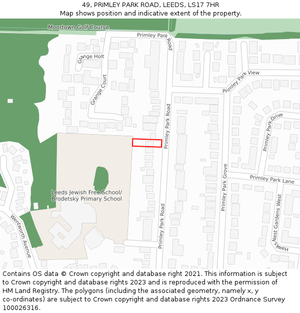 49, PRIMLEY PARK ROAD, LEEDS, LS17 7HR: Location map and indicative extent of plot