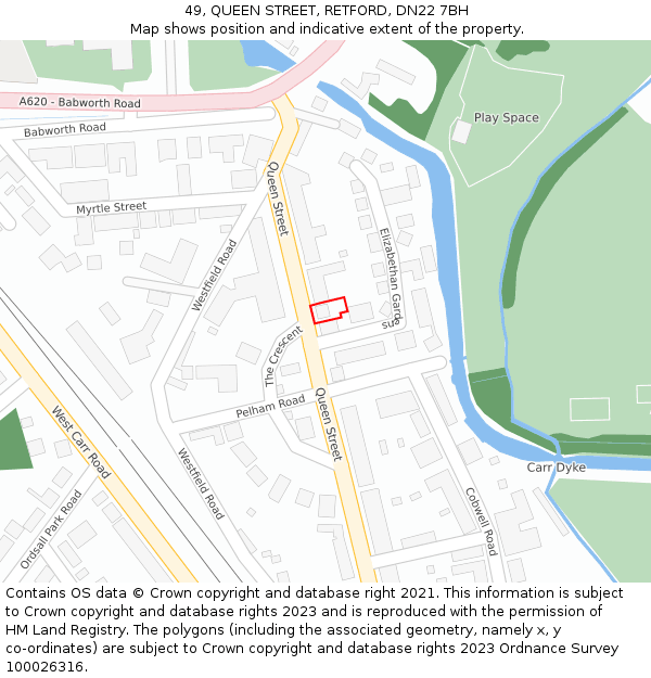 49, QUEEN STREET, RETFORD, DN22 7BH: Location map and indicative extent of plot