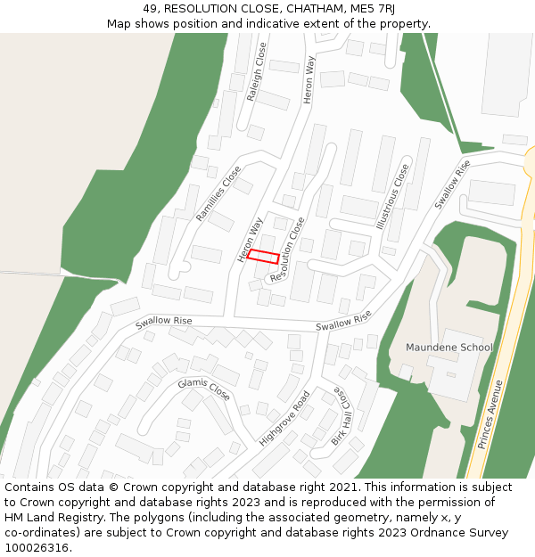 49, RESOLUTION CLOSE, CHATHAM, ME5 7RJ: Location map and indicative extent of plot