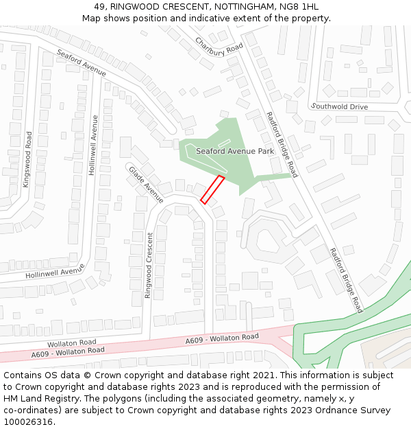 49, RINGWOOD CRESCENT, NOTTINGHAM, NG8 1HL: Location map and indicative extent of plot