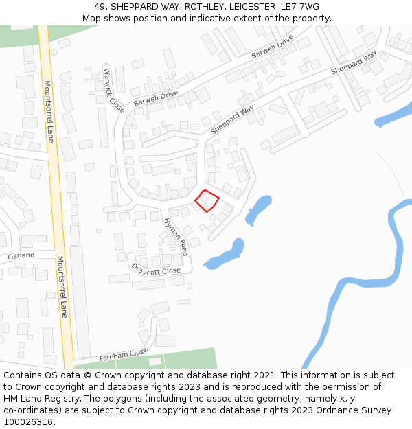 49, SHEPPARD WAY, ROTHLEY, LEICESTER, LE7 7WG: Location map and indicative extent of plot
