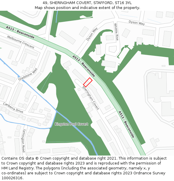 49, SHERINGHAM COVERT, STAFFORD, ST16 3YL: Location map and indicative extent of plot