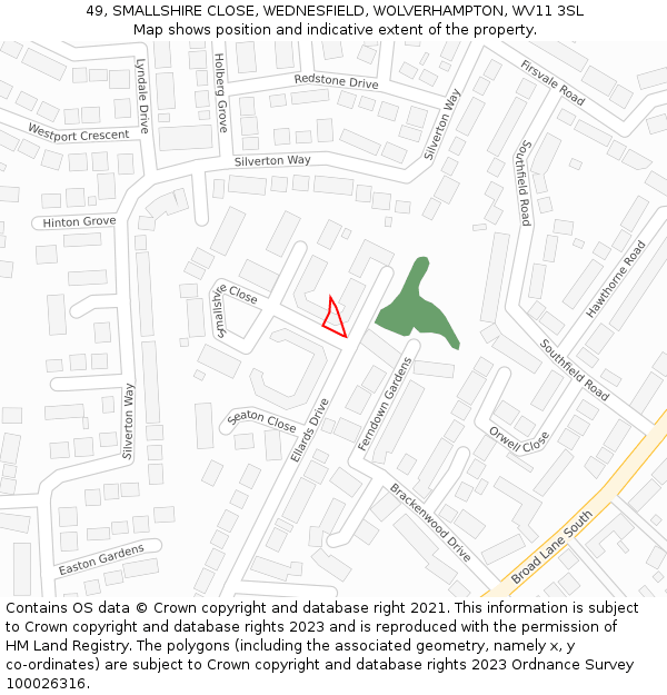 49, SMALLSHIRE CLOSE, WEDNESFIELD, WOLVERHAMPTON, WV11 3SL: Location map and indicative extent of plot