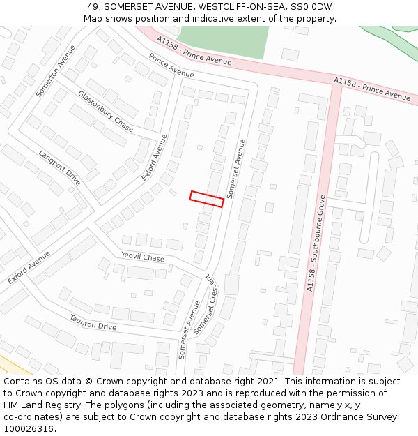 49, SOMERSET AVENUE, WESTCLIFF-ON-SEA, SS0 0DW: Location map and indicative extent of plot