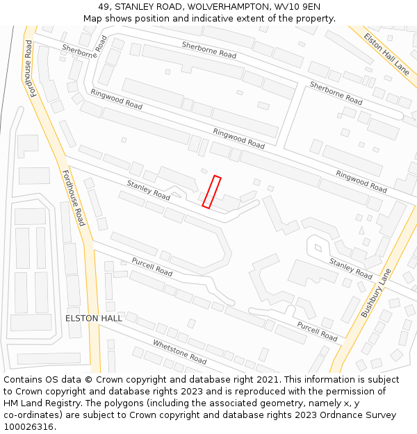 49, STANLEY ROAD, WOLVERHAMPTON, WV10 9EN: Location map and indicative extent of plot