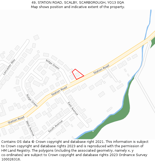 49, STATION ROAD, SCALBY, SCARBOROUGH, YO13 0QA: Location map and indicative extent of plot