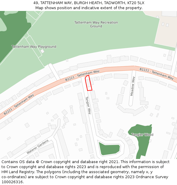 49, TATTENHAM WAY, BURGH HEATH, TADWORTH, KT20 5LX: Location map and indicative extent of plot