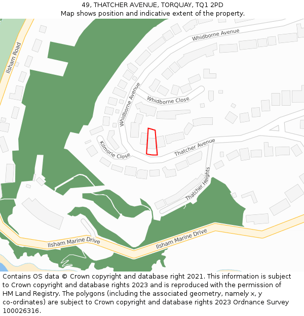 49, THATCHER AVENUE, TORQUAY, TQ1 2PD: Location map and indicative extent of plot