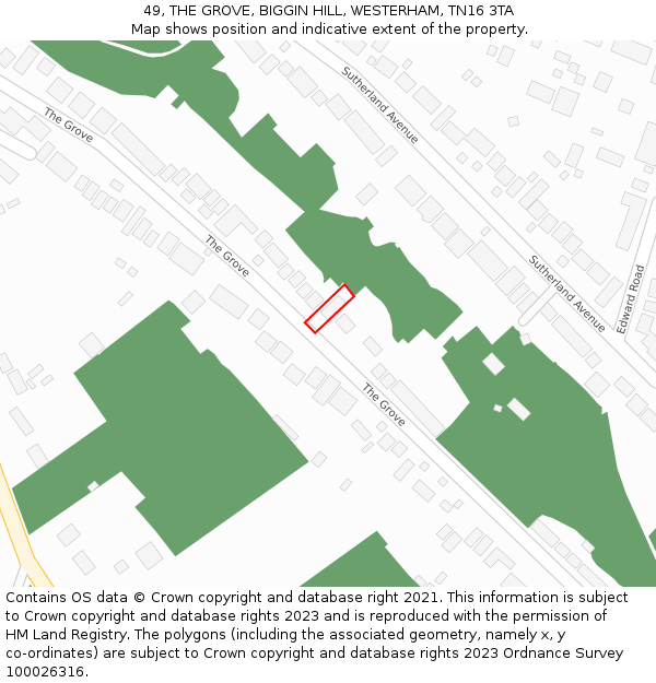 49, THE GROVE, BIGGIN HILL, WESTERHAM, TN16 3TA: Location map and indicative extent of plot