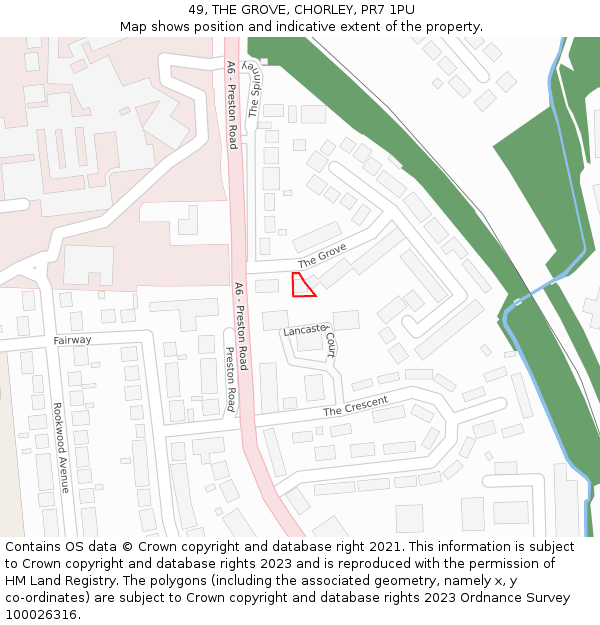 49, THE GROVE, CHORLEY, PR7 1PU: Location map and indicative extent of plot