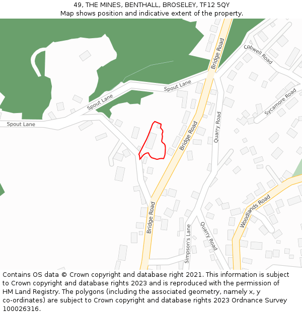49, THE MINES, BENTHALL, BROSELEY, TF12 5QY: Location map and indicative extent of plot