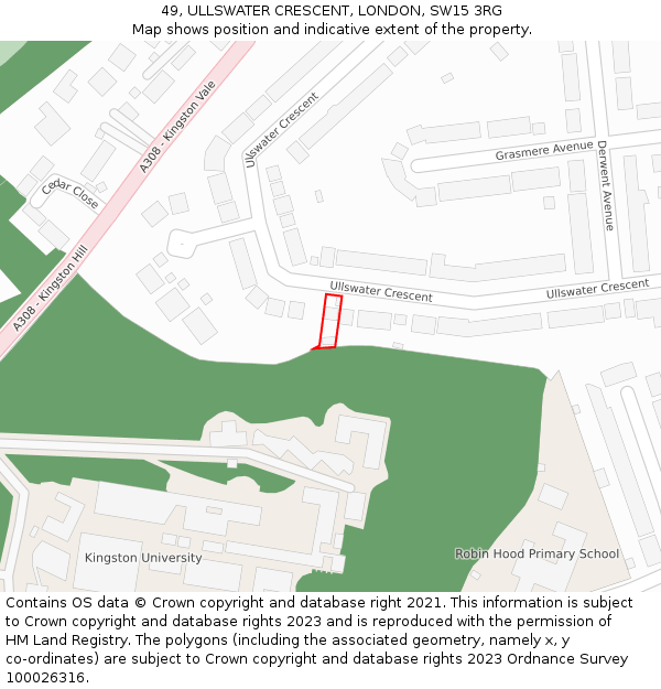 49, ULLSWATER CRESCENT, LONDON, SW15 3RG: Location map and indicative extent of plot