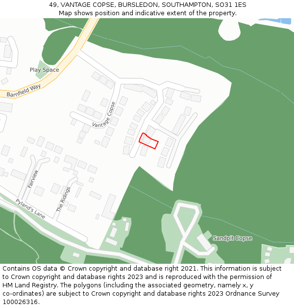 49, VANTAGE COPSE, BURSLEDON, SOUTHAMPTON, SO31 1ES: Location map and indicative extent of plot