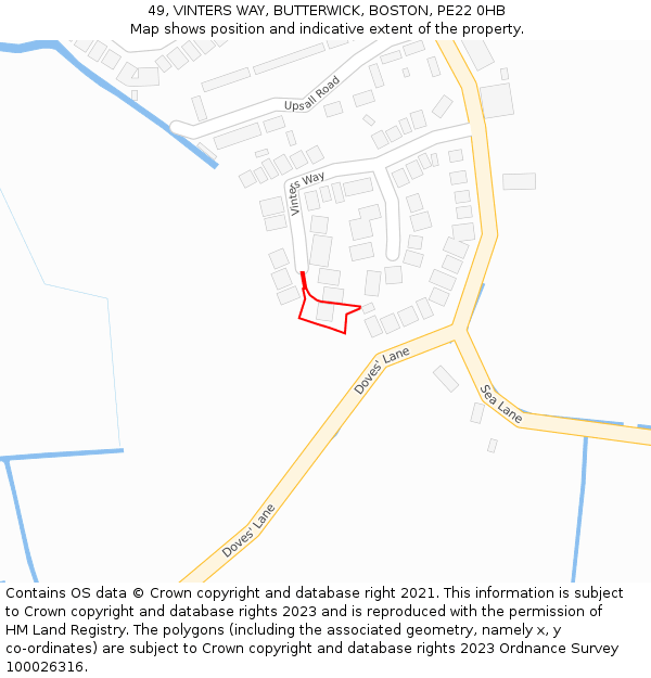 49, VINTERS WAY, BUTTERWICK, BOSTON, PE22 0HB: Location map and indicative extent of plot