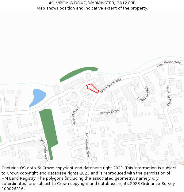 49, VIRGINIA DRIVE, WARMINSTER, BA12 8RR: Location map and indicative extent of plot
