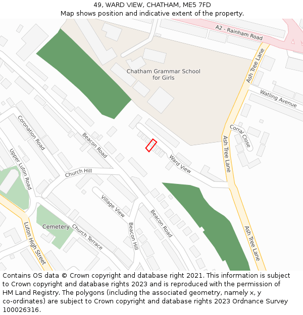 49, WARD VIEW, CHATHAM, ME5 7FD: Location map and indicative extent of plot