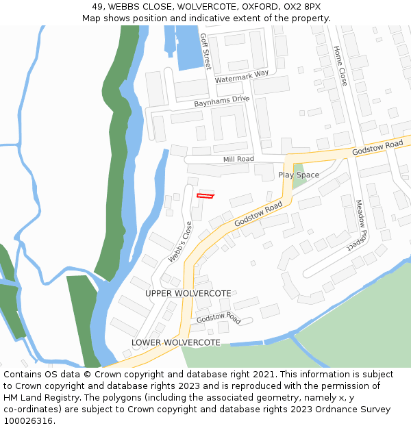 49, WEBBS CLOSE, WOLVERCOTE, OXFORD, OX2 8PX: Location map and indicative extent of plot