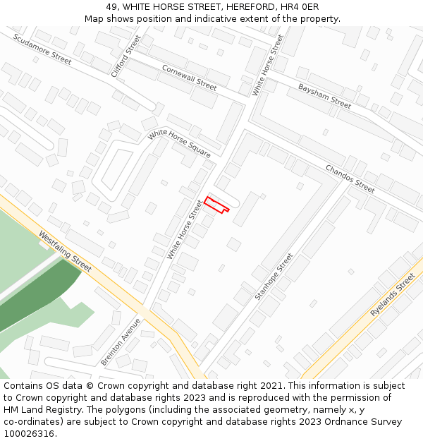 49, WHITE HORSE STREET, HEREFORD, HR4 0ER: Location map and indicative extent of plot