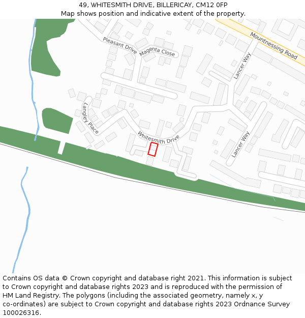 49, WHITESMITH DRIVE, BILLERICAY, CM12 0FP: Location map and indicative extent of plot