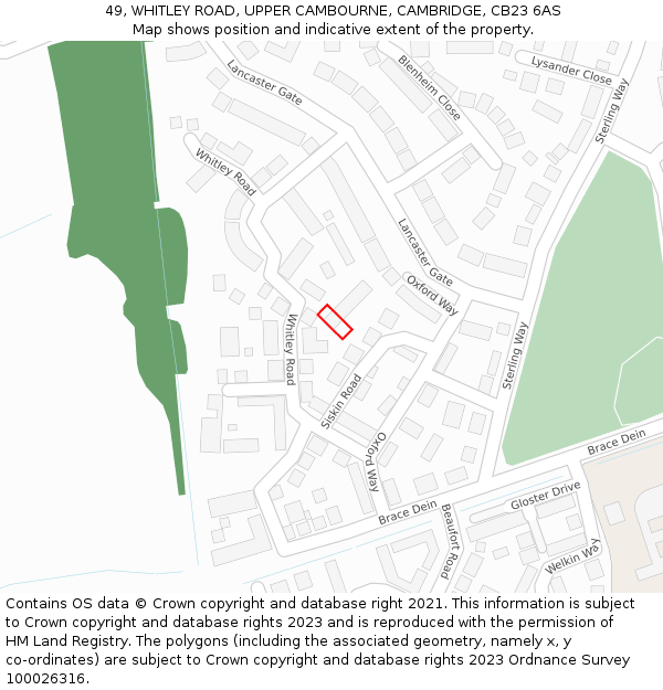 49, WHITLEY ROAD, UPPER CAMBOURNE, CAMBRIDGE, CB23 6AS: Location map and indicative extent of plot