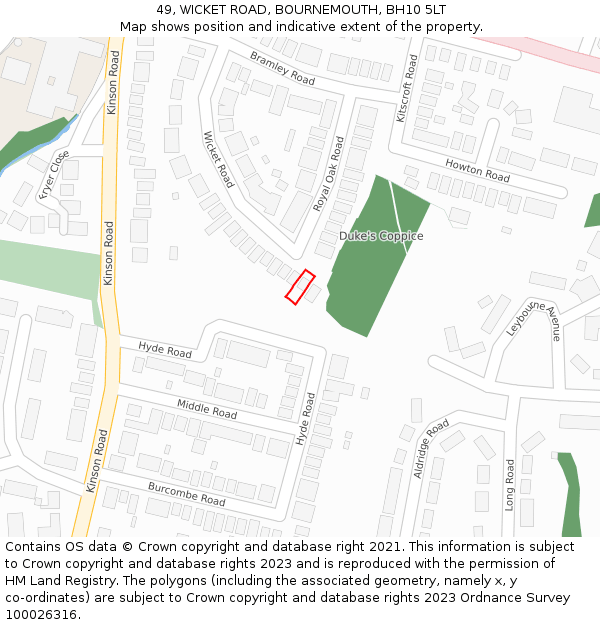 49, WICKET ROAD, BOURNEMOUTH, BH10 5LT: Location map and indicative extent of plot
