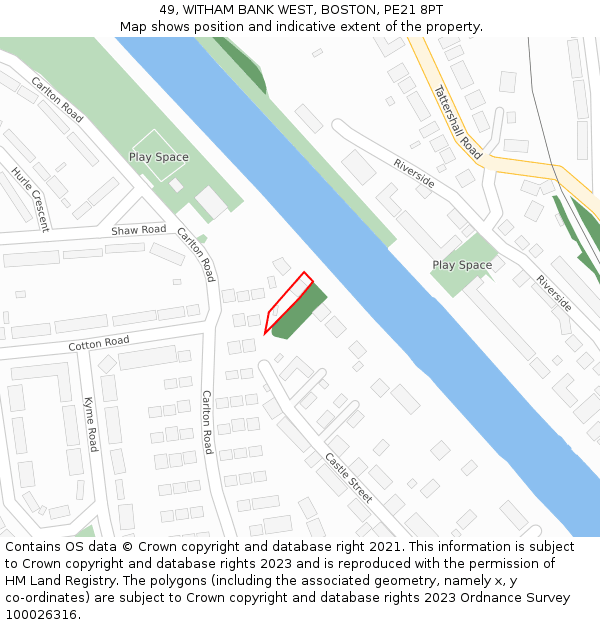 49, WITHAM BANK WEST, BOSTON, PE21 8PT: Location map and indicative extent of plot