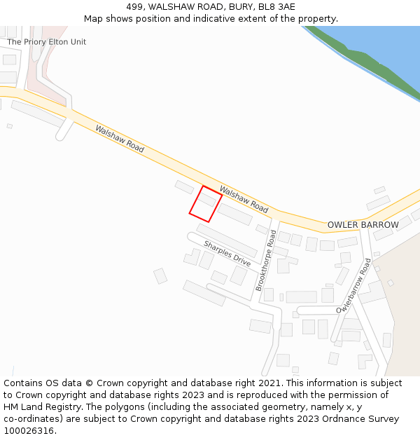 499, WALSHAW ROAD, BURY, BL8 3AE: Location map and indicative extent of plot