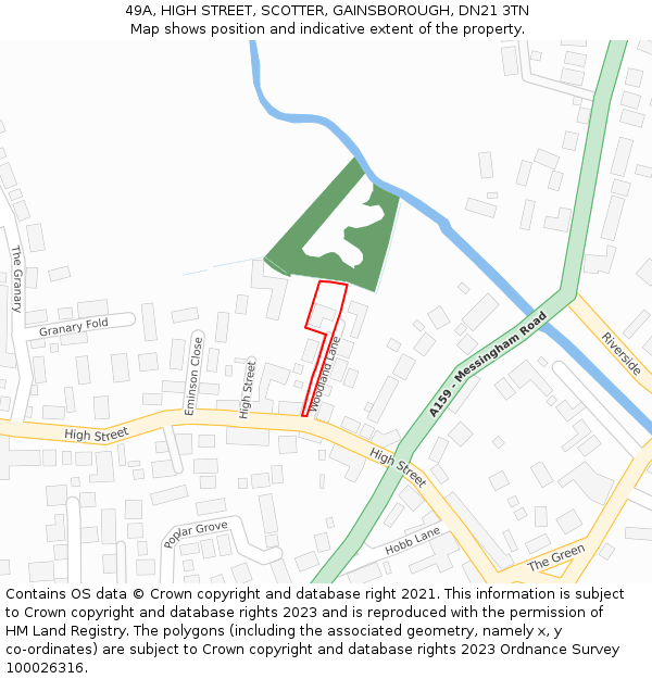 49A, HIGH STREET, SCOTTER, GAINSBOROUGH, DN21 3TN: Location map and indicative extent of plot